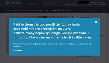 Textová informace, která se objeví návštěvníkům stránek Voyo.cz