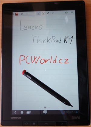 Lenovo ThinkPad K1 - v aplikaci Notes Mobile lze využít dotykové pero