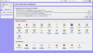 Konfigurační konzole I2P Routeru