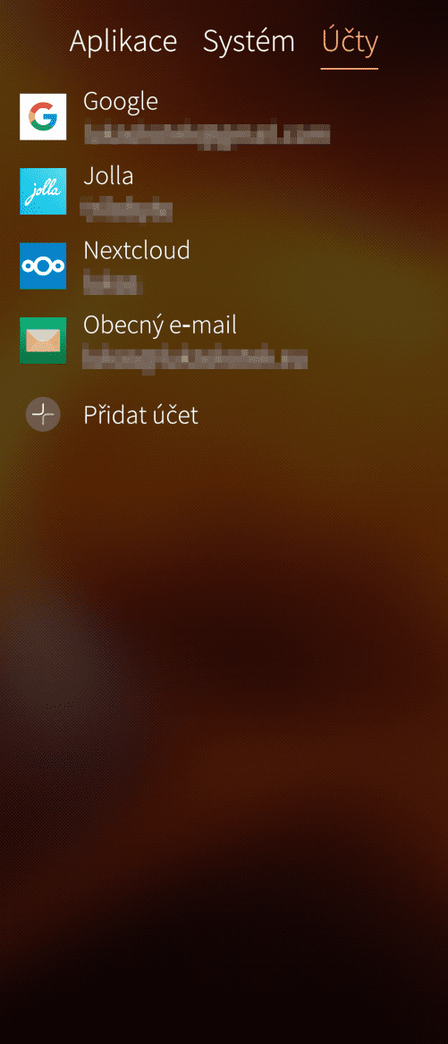 Sailfish OS: přidání dalších účtů