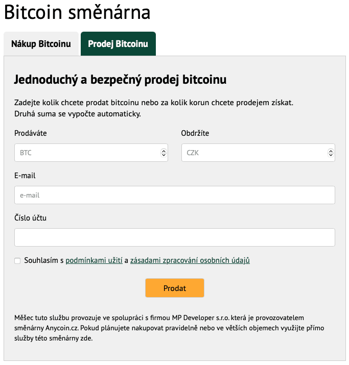 Prodej bitcoinu