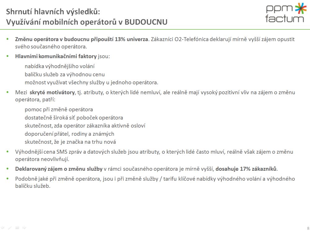 Vnímání změn na trhu mobilních operátorů