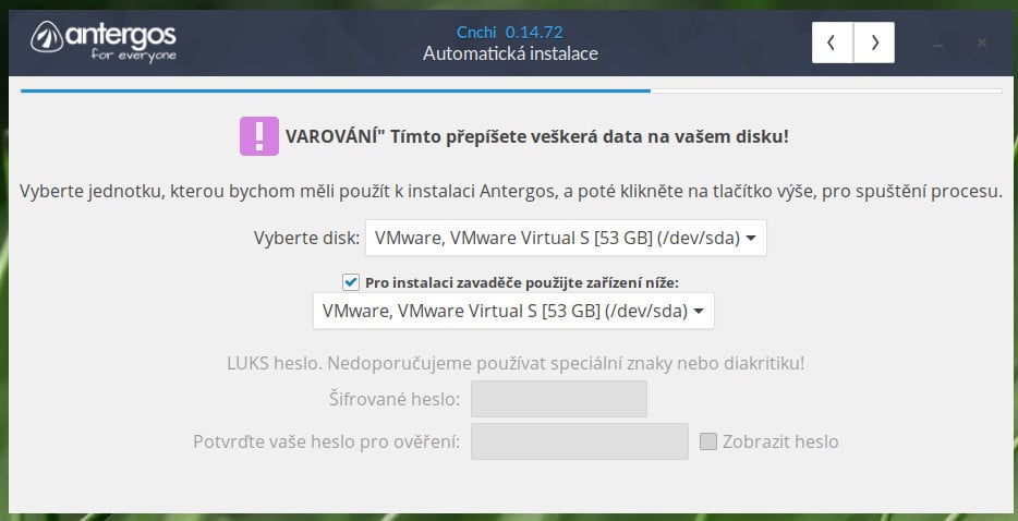 Antergos: instalátor Cnchi