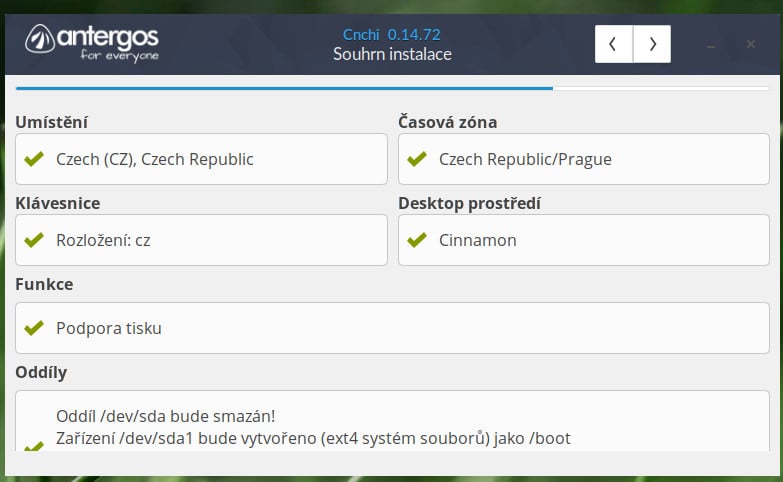 Antergos: instalátor Cnchi