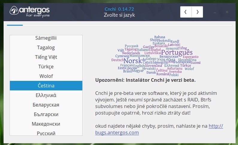 Antergos: instalátor Cnchi