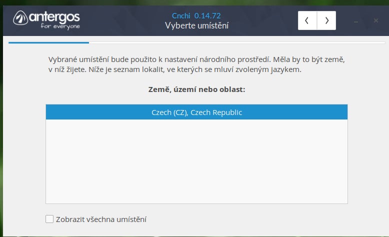Antergos: instalátor Cnchi