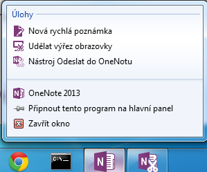 Seznam odkazů pro aplikaci OneNote 2013