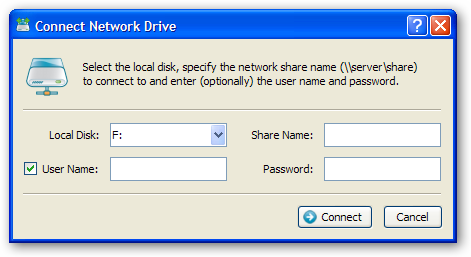 Okno Connect Network Drive