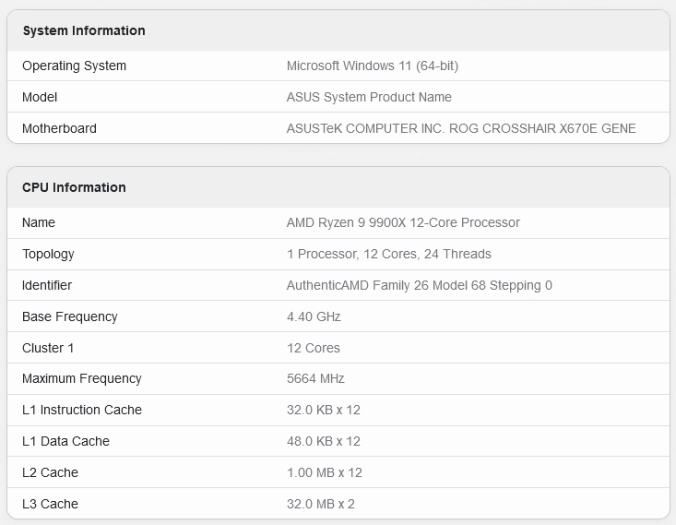 AMD Ryzen 9 9900X v Geekbench 6.2.1