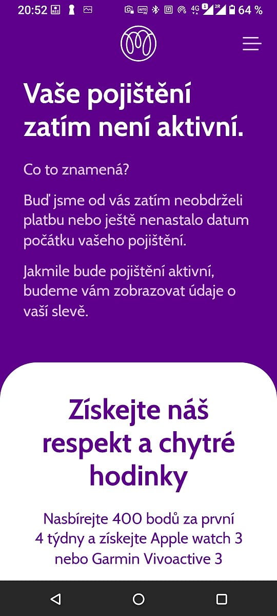 Mobilní aplikace bude fungovat po úhradě pojistného a aktivaci pojištění. (12/2020)