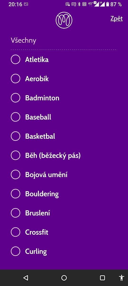 Vyberete si druh aktivity. (12/2020)