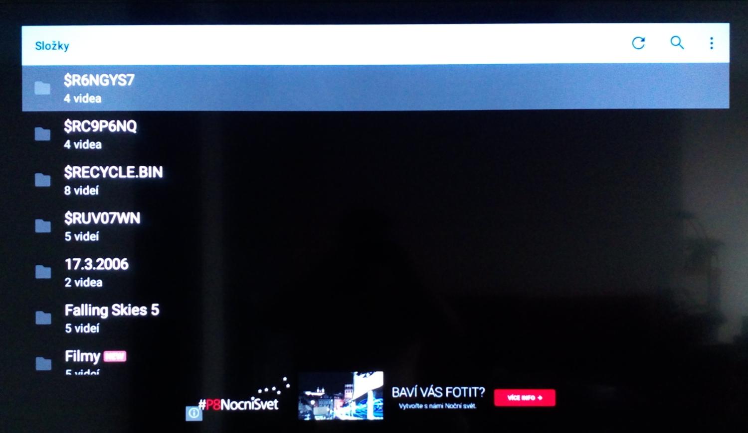 A tady už vidíte nejen soubory z koše, ale i soubory přechodné. Možná ale, že tohle MX Playerem vůbec nebude...