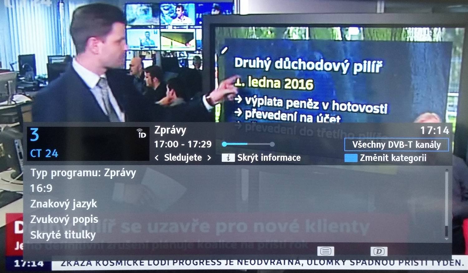 Stručné informace z EPG v rámci kanálu.