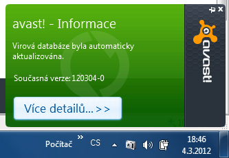 Informace o aktualizaci databáze