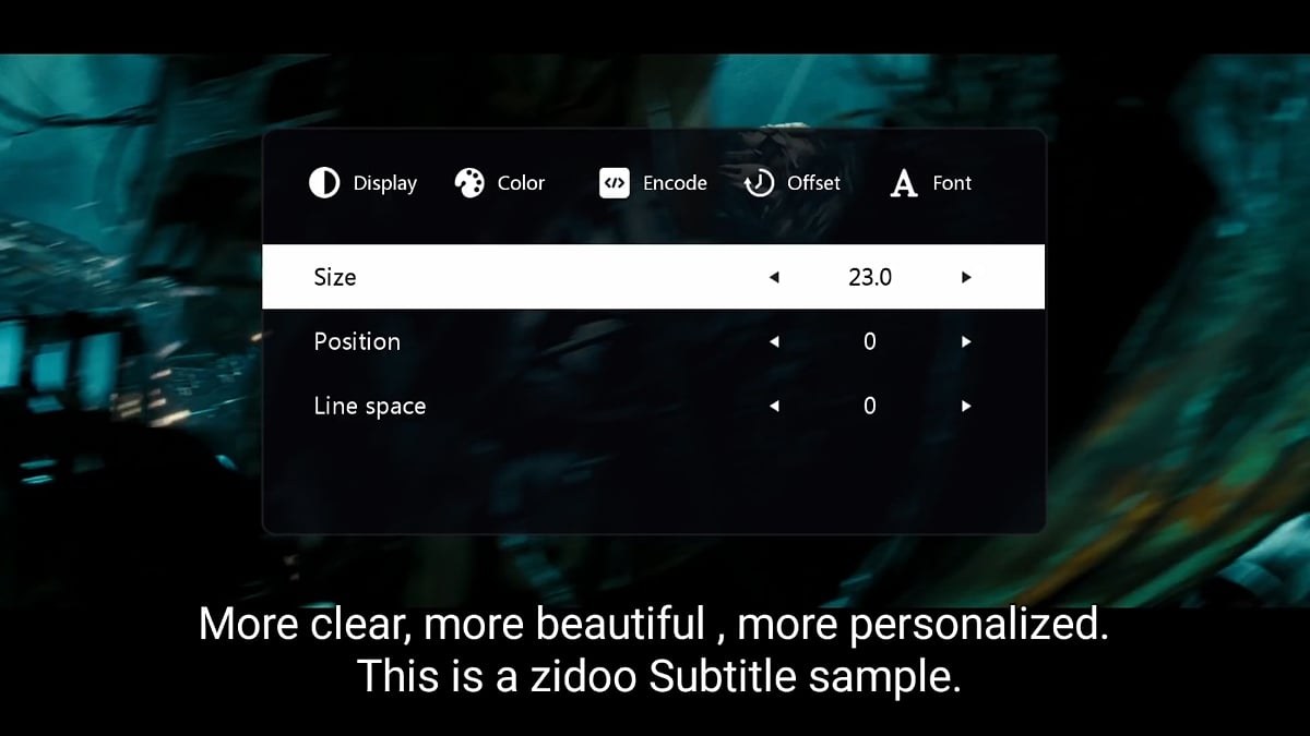 Zidoo X20 Pro - Menu titulků