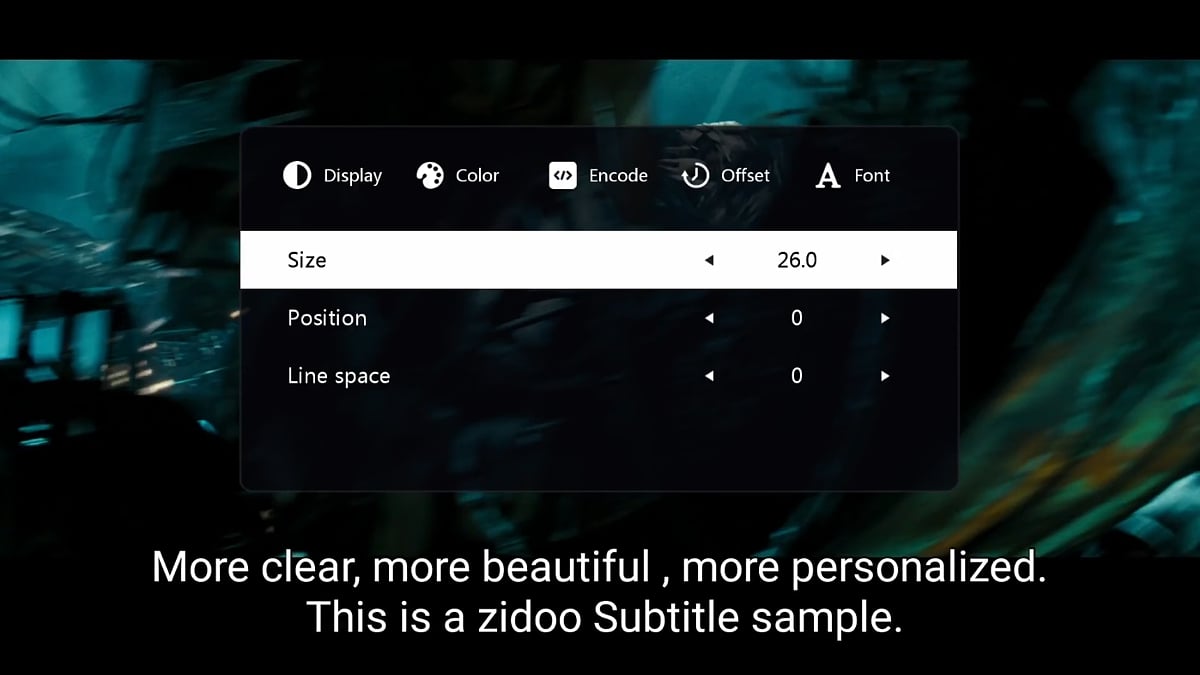 Zidoo X20 Pro - Menu titulků