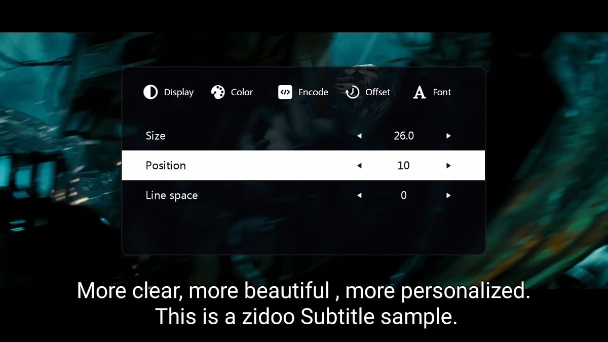 Zidoo X20 Pro - Menu titulků