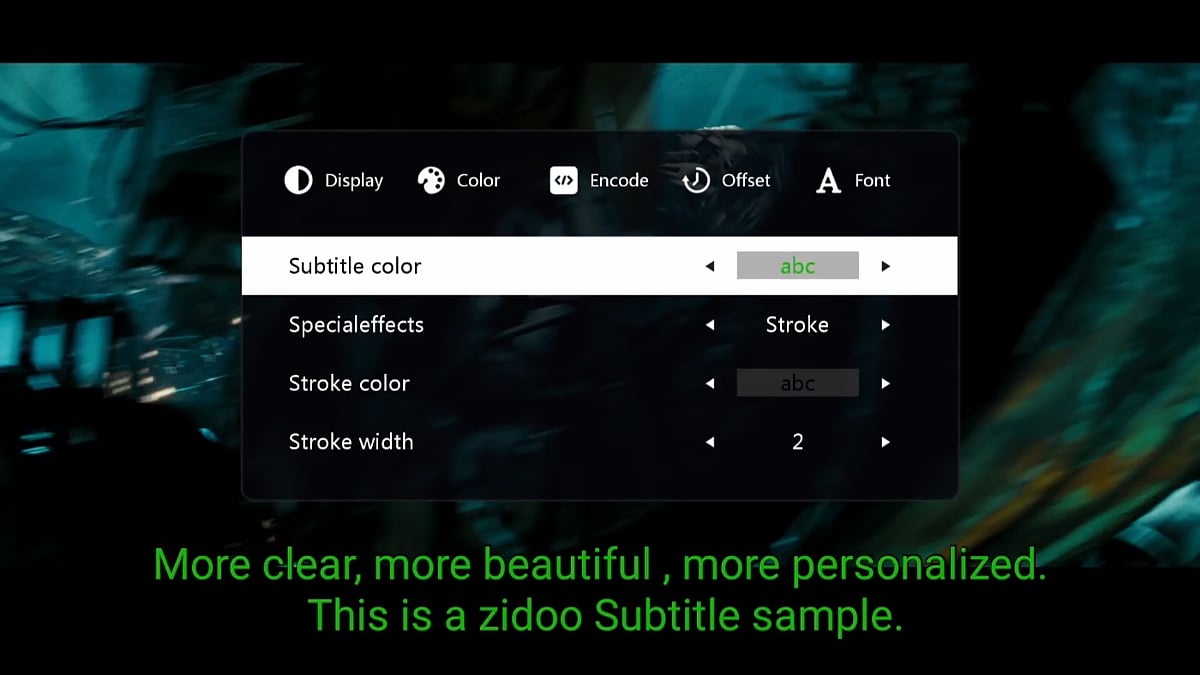 Zidoo X20 Pro - Menu titulků