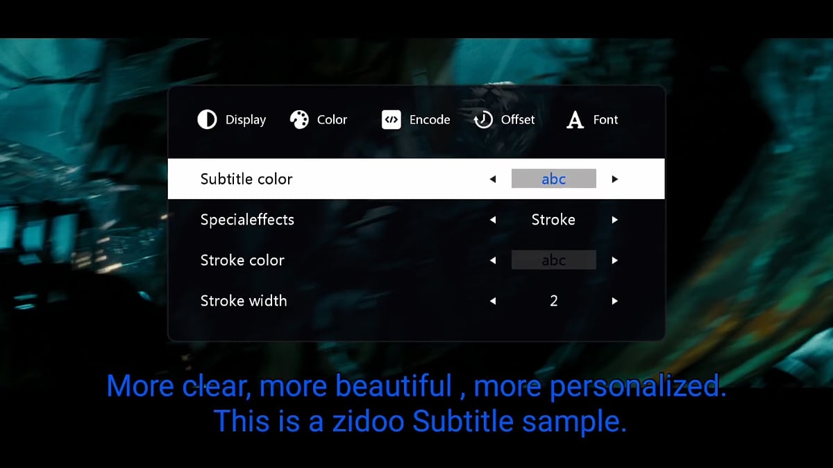Zidoo X20 Pro - Menu titulků
