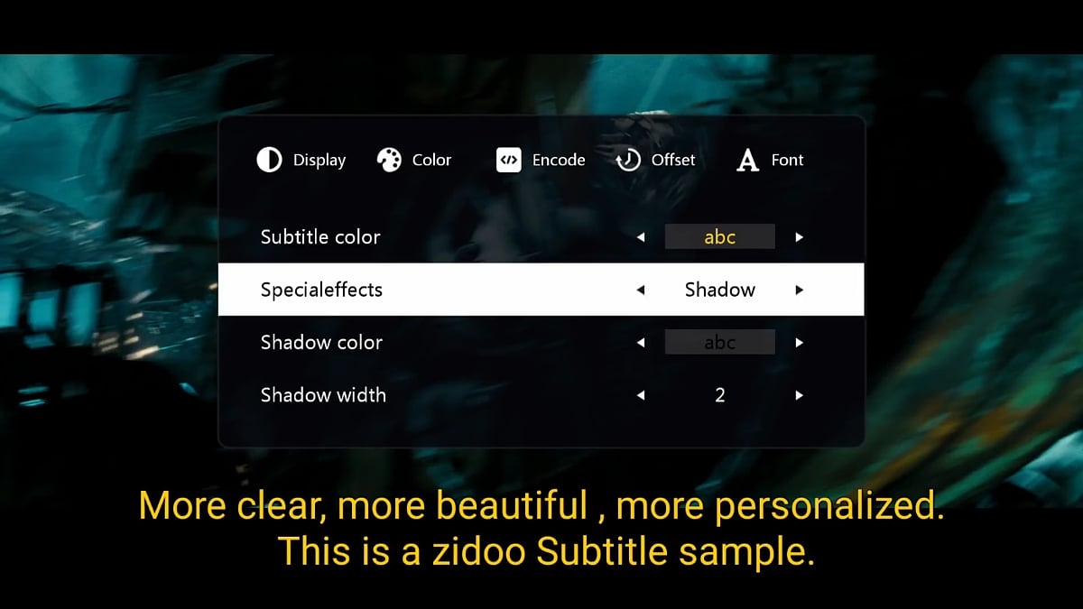 Zidoo X20 Pro - Menu titulků