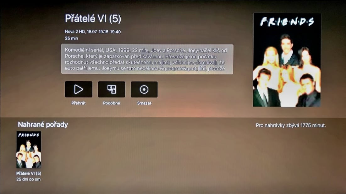 Digi TV na Apple TV: sekce nahraných pořadů