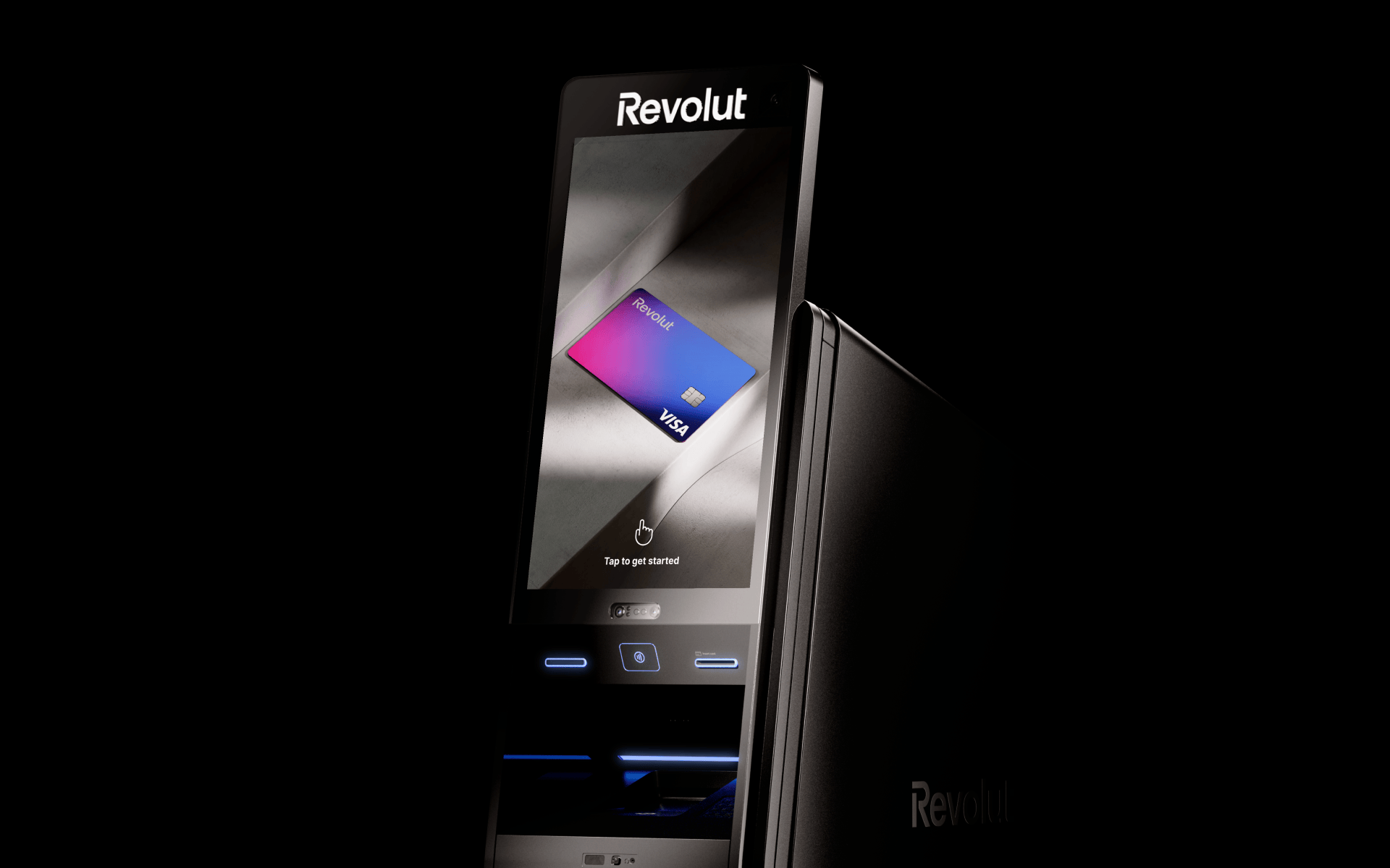 Bankomat litevské banky Revolut v Katalánsku (Španělsko).