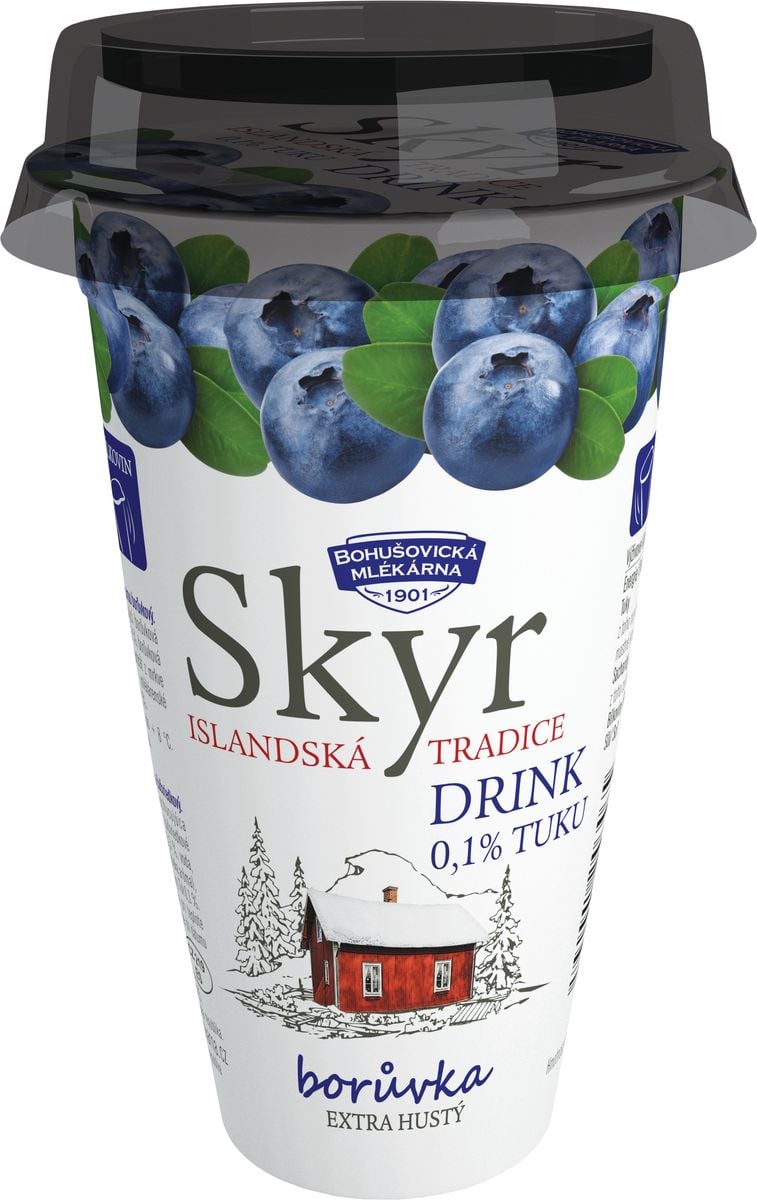 Zakysané mléčné nápoje: Skyr Drink borůvka – Bohušovická mlékárna a.s.