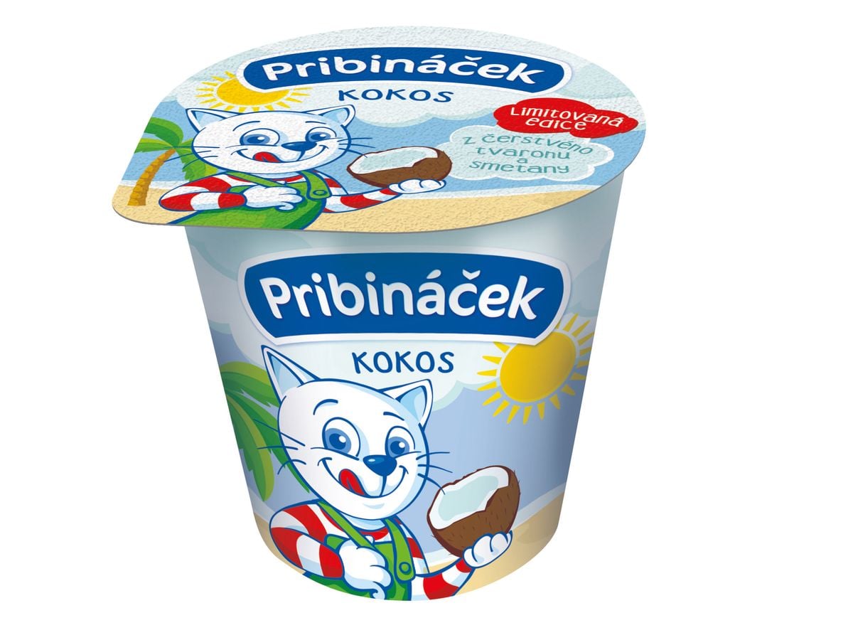 Mléčné dezerty, tvarohové a smetanové krémy: Pribináček kokos – Savencia Fromage & Dairy Czech Republic a.s.