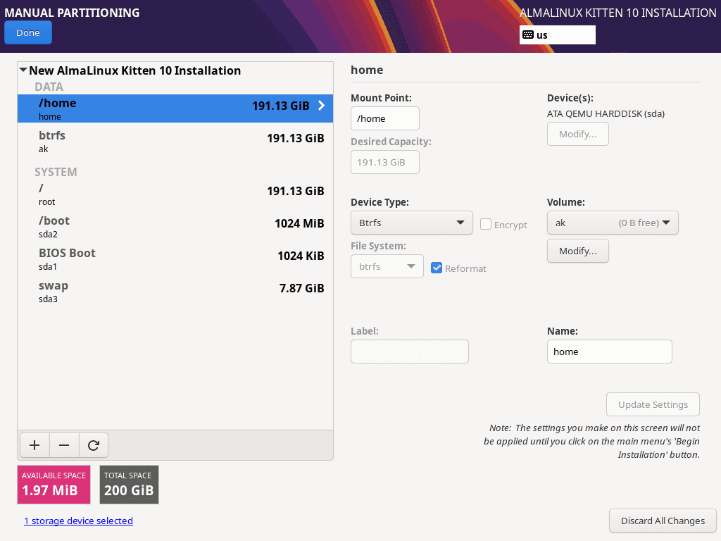 AlmaLinux 10.1 s podporou Btrfs