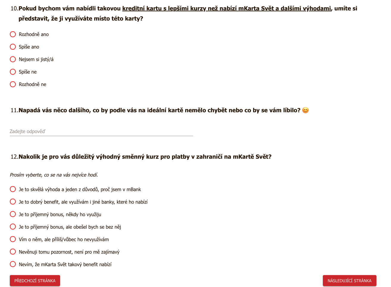 Anketa: Koncept cestovatelské kreditní karty. mBank začátkem března 2025 zjišťovala názory svých klientů, jak by měla vypadat ideální cestovatelská kreditka.