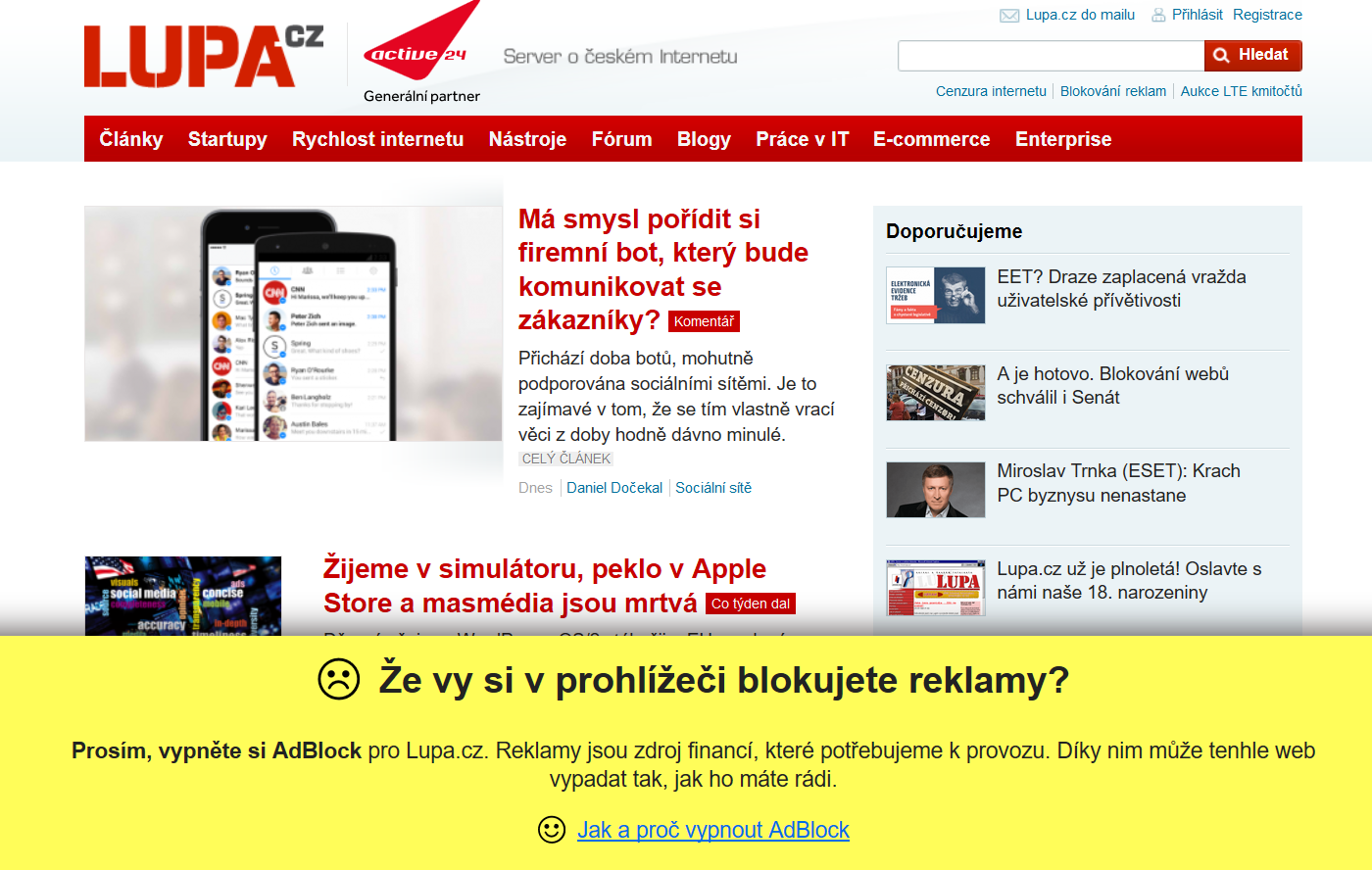 A na podobnou výzvu můžete narazit také na Lupě.