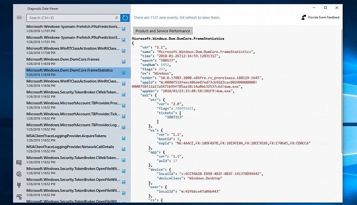 Prohlédněte si diagnostická data, která jsou odesílána Microsoftu