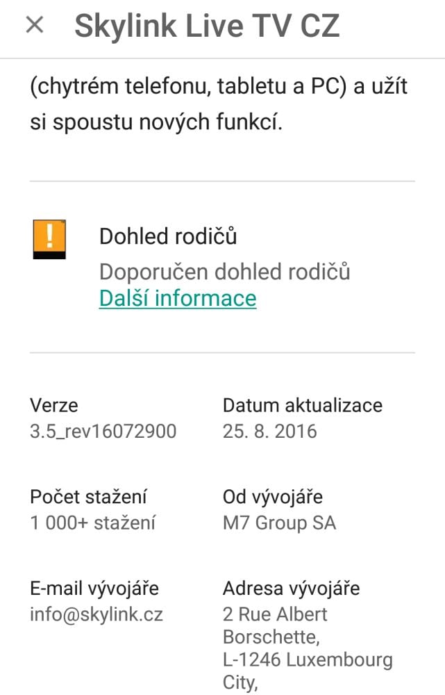 Skylink Live TV - pouze Wi-Fi a bez ČT24 (ostrá verze)