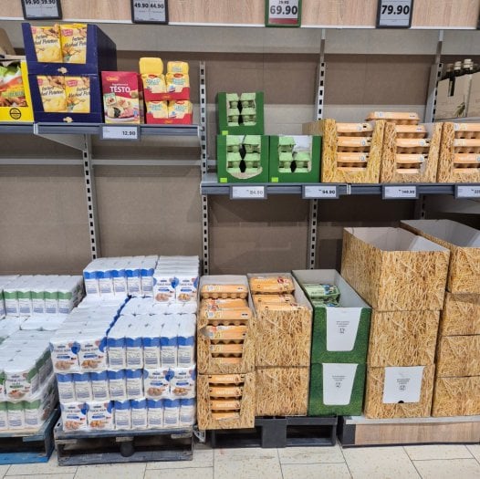 Prodej vajec v řetězci Lidl
