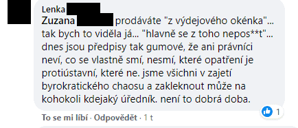 Podnikatelka na Facebooku řeší prodej výrobků před svým domem