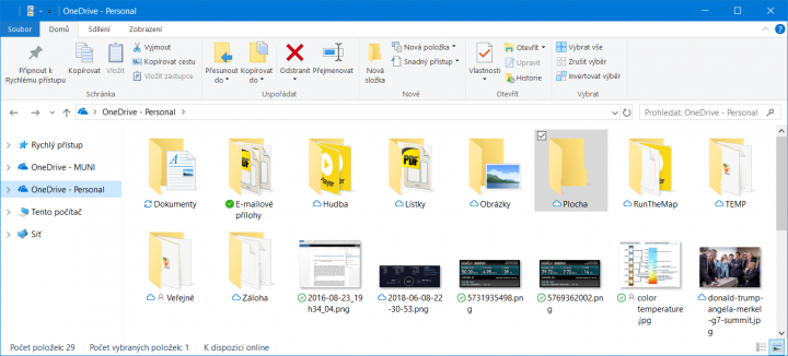 Pracovní plochou se může stát synchronizovaná složka ve OneDrivu