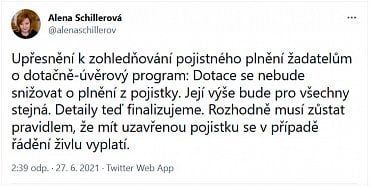 Ministryně Schillerová vzala svá slova zanedlouho zpět.