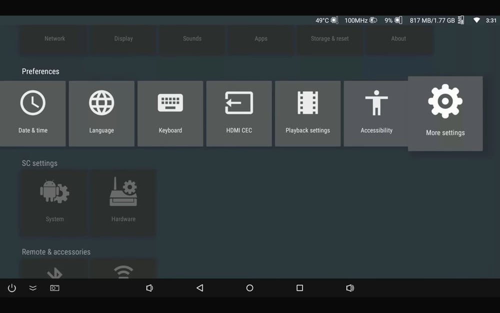 Uživatelské menu – verze s Custom Rom Superceleron