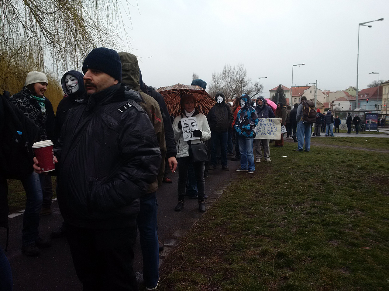 Demonstrace za svobodný internet v Praze 20.2.2016