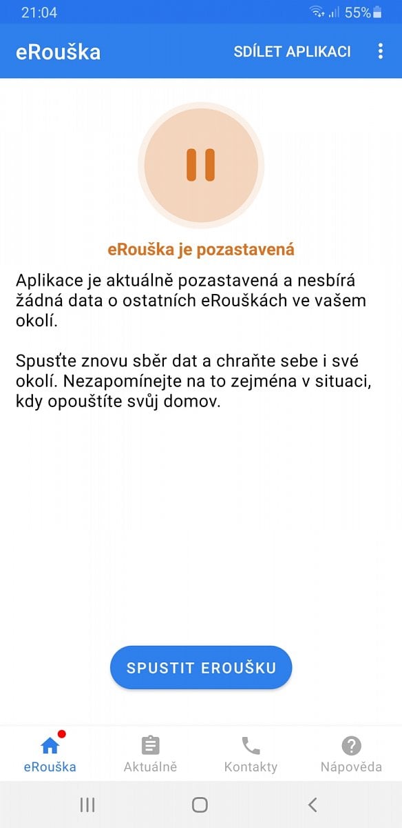 eRouška 2.0 - mobilní aplikace - Android
