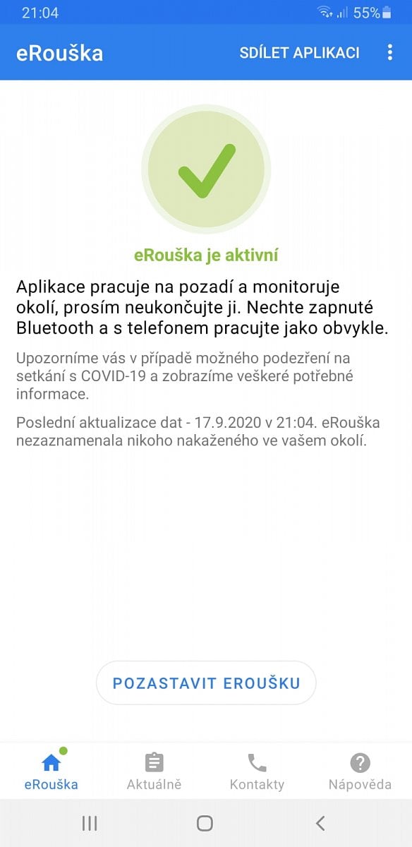 eRouška 2.0 - mobilní aplikace - Android