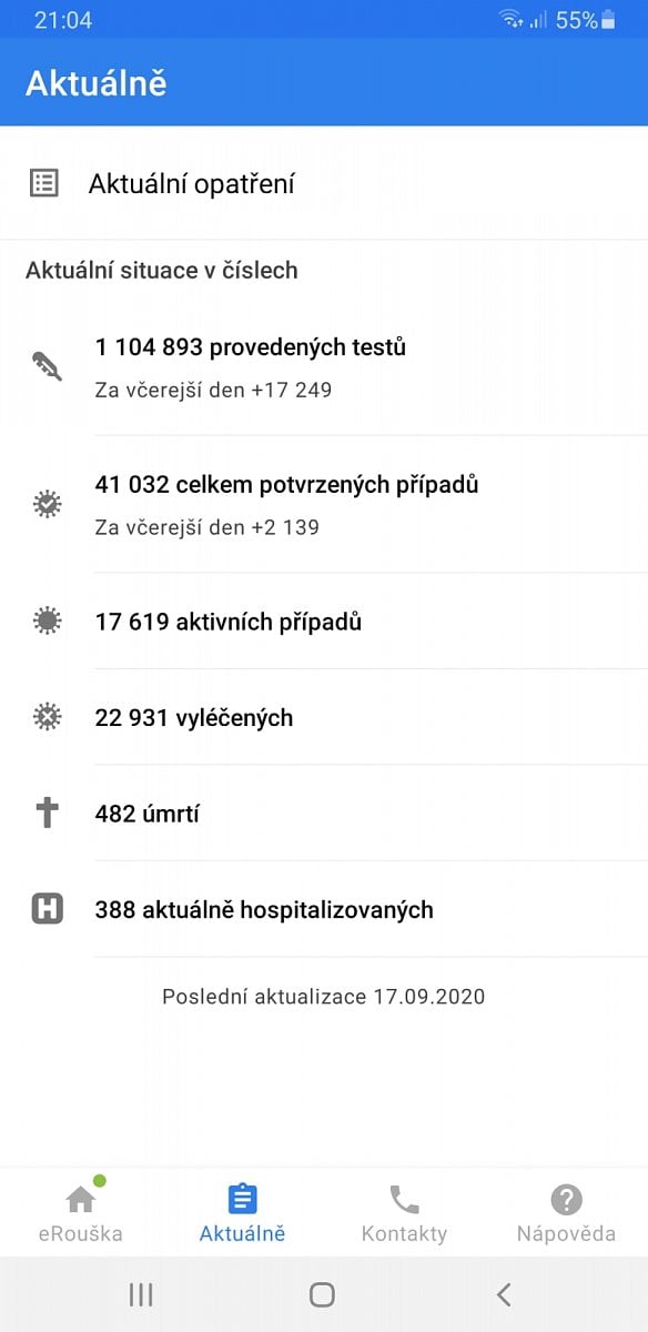 eRouška 2.0 - mobilní aplikace - Android