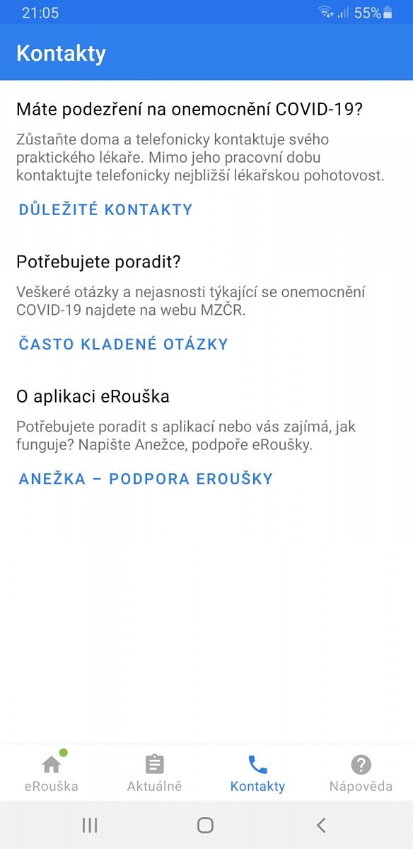 eRouška 2.0 - mobilní aplikace - Android