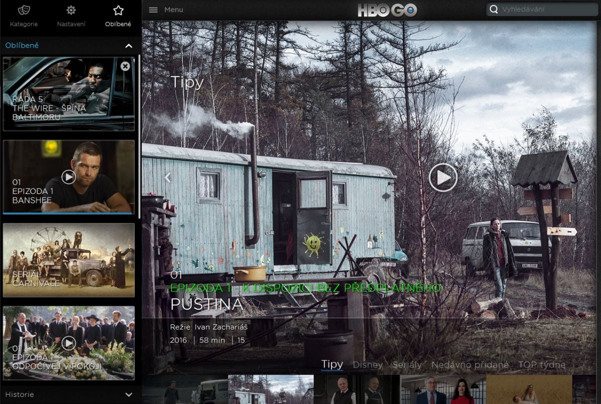 Položka Oblíbené...