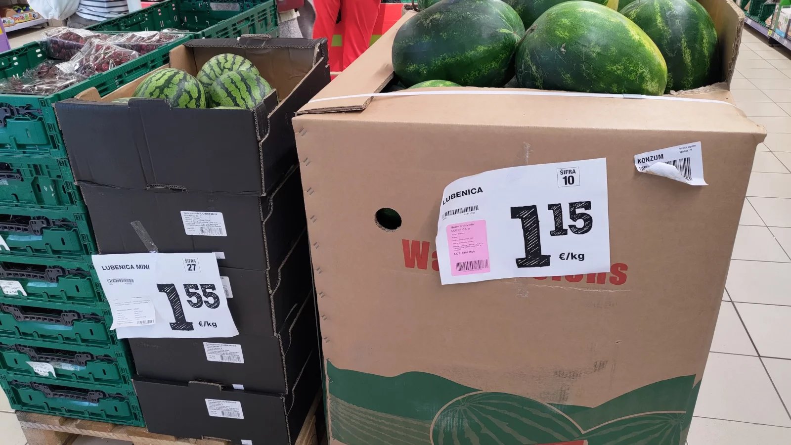 Ceny potravin v Chorvatsku. Konzum, město Krk na ostrově Krk. (9. 6. 2024)