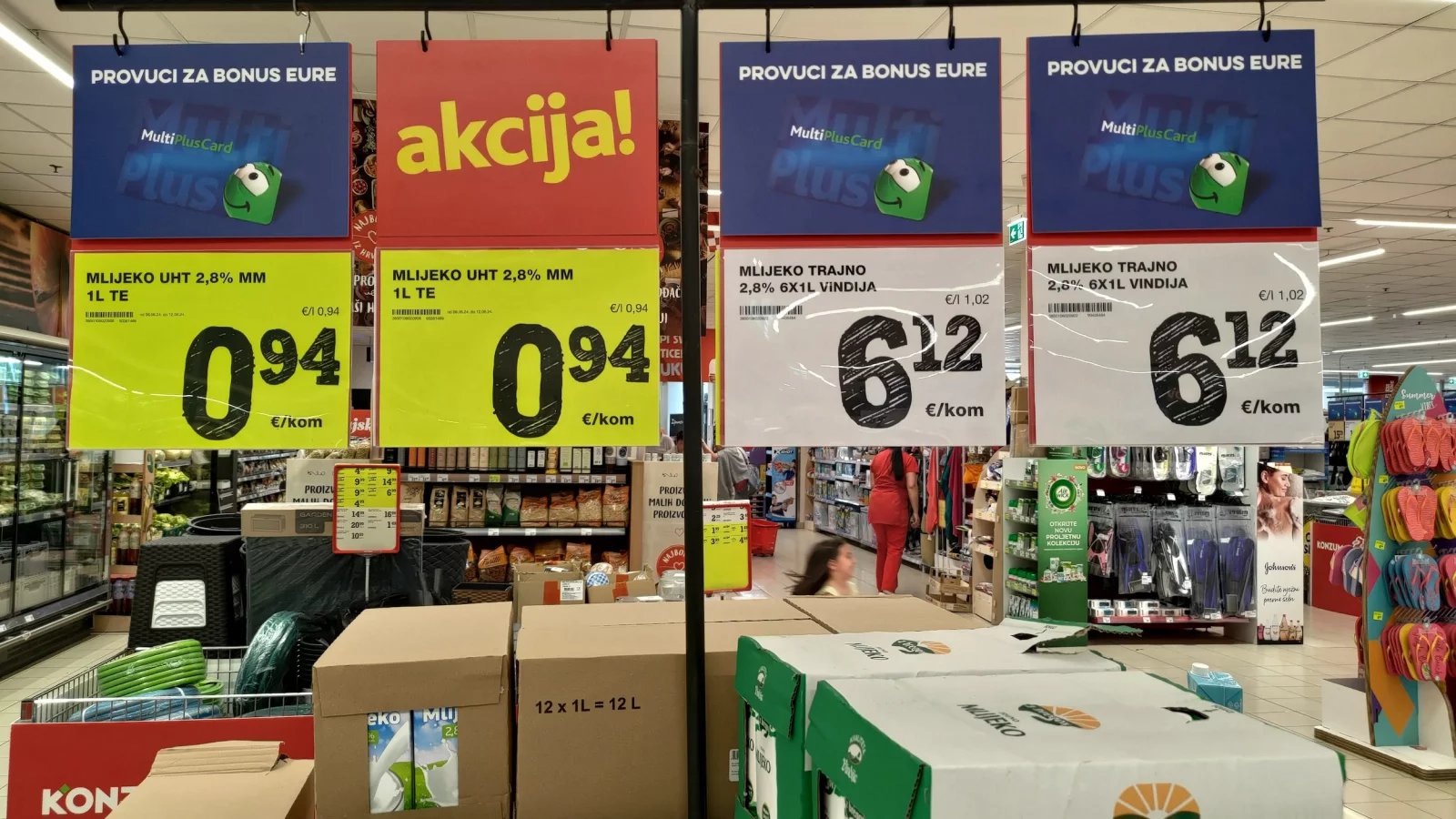 Ceny potravin v Chorvatsku. Konzum, město Krk na ostrově Krk. (9. 6. 2024)