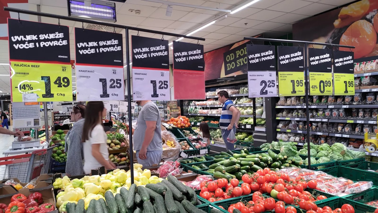 Ceny potravin v Chorvatsku. Konzum, město Krk na ostrově Krk. (9. 6. 2024)