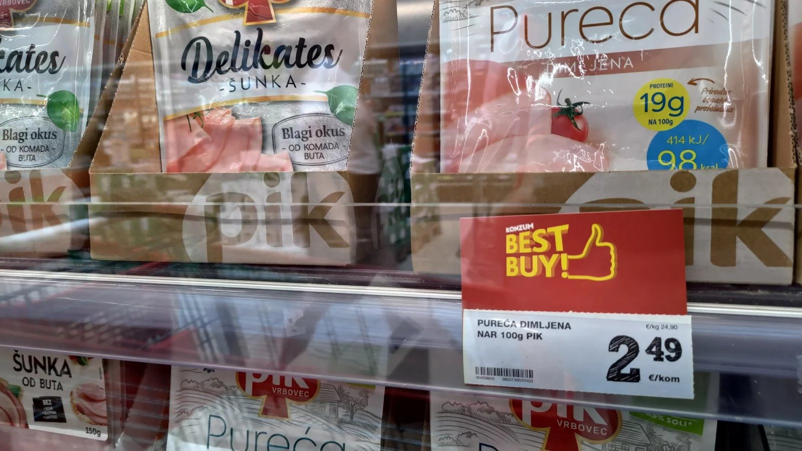 Ceny potravin v Chorvatsku. Konzum, město Krk na ostrově Krk. (9. 6. 2024)