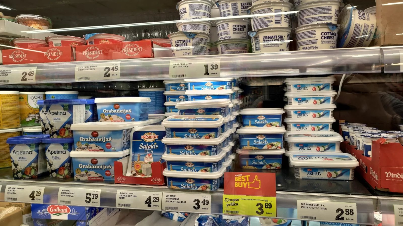 Ceny potravin v Chorvatsku. Konzum, město Krk na ostrově Krk. (9. 6. 2024)