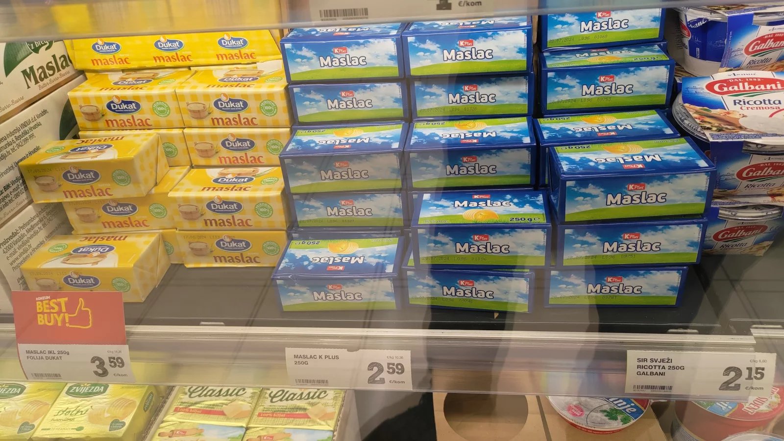 Ceny potravin v Chorvatsku. Konzum, město Krk na ostrově Krk. (9. 6. 2024)
